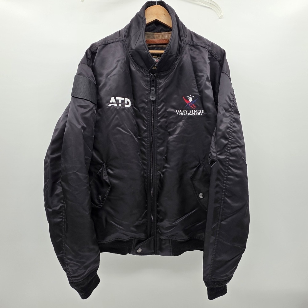 Cockpit USA‎ Aviator Bomber Jacket Mens 2XL Black Gary Sinise Foundation RARE